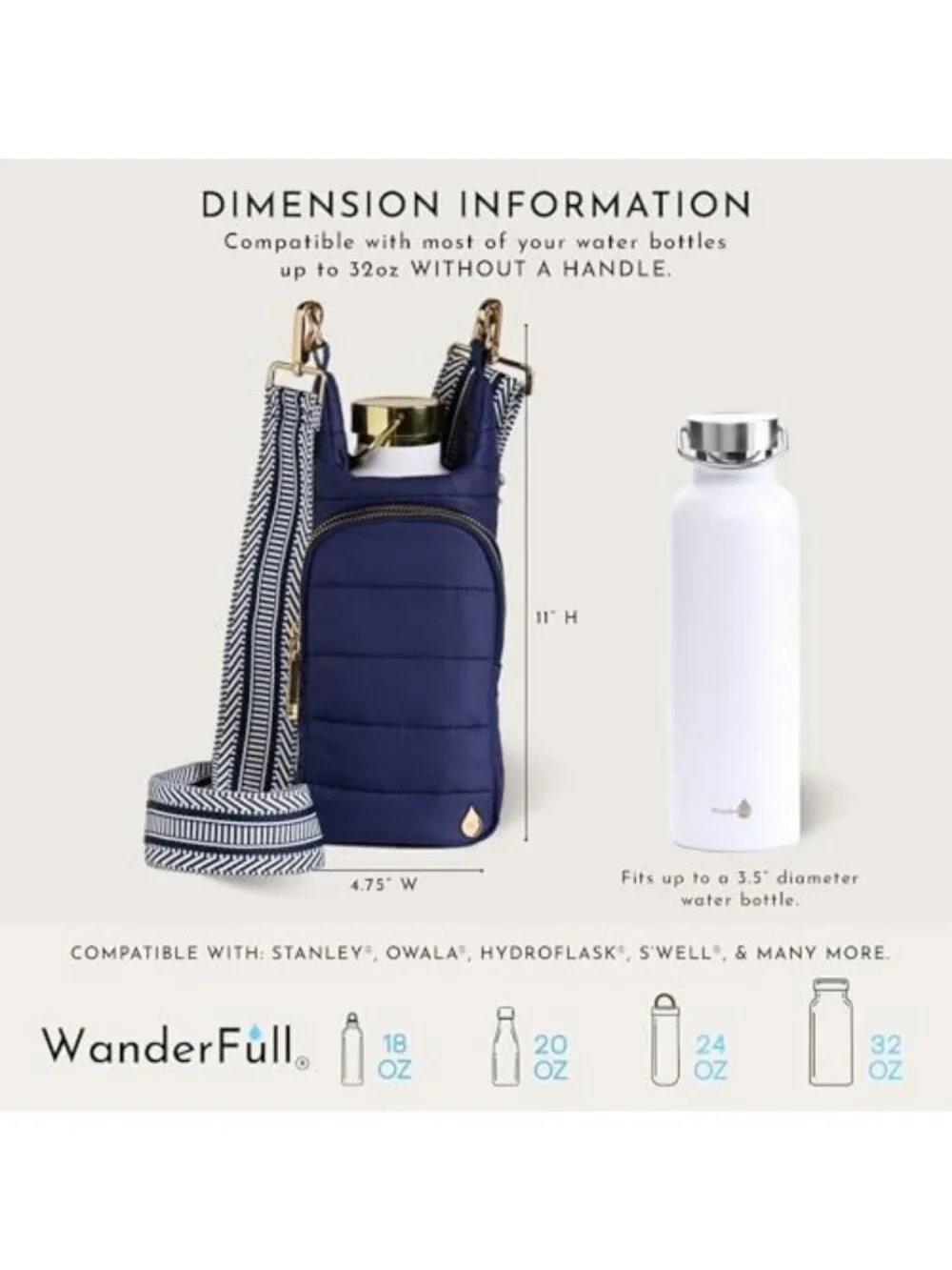 Hydro Crossbody Water Bottle Holder with Phone Pocket - Fits 32 oz Bottles